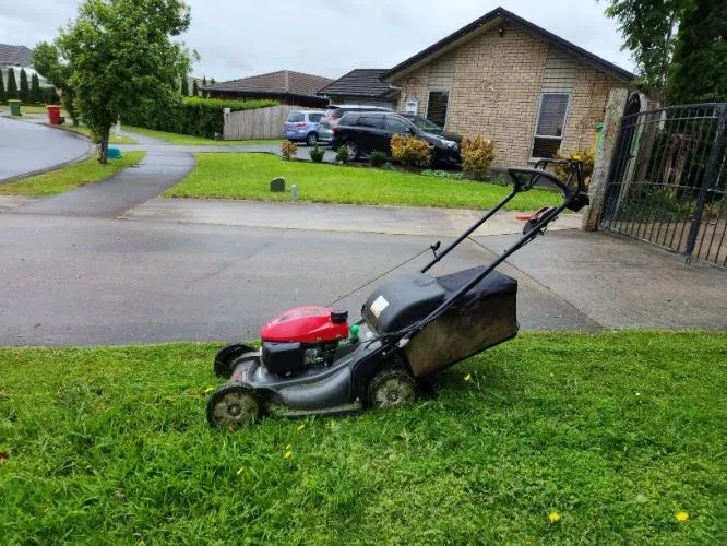 Front lawn mowed along the street in a North Shore suburb, Auckland